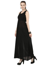 Load image into Gallery viewer, Black Round Neck Sleeveless Maxi Dress