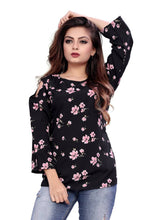 Load image into Gallery viewer, Women Black Crepe Printed Blouse Top