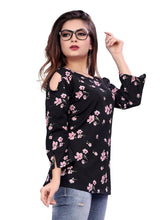 Load image into Gallery viewer, Women Black Crepe Printed Blouse Top