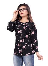 Load image into Gallery viewer, Women Black Crepe Printed Blouse Top