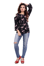 Load image into Gallery viewer, Women Black Crepe Printed Blouse Top