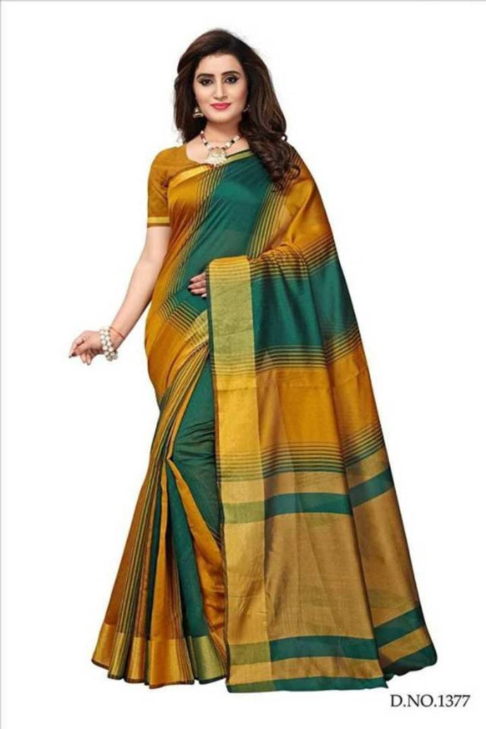 Multicolored Cotton Silk Woven Saree with Blouse