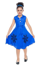 Load image into Gallery viewer, UNIQUE BLUE COTTON RAYON GIRLS FROCK