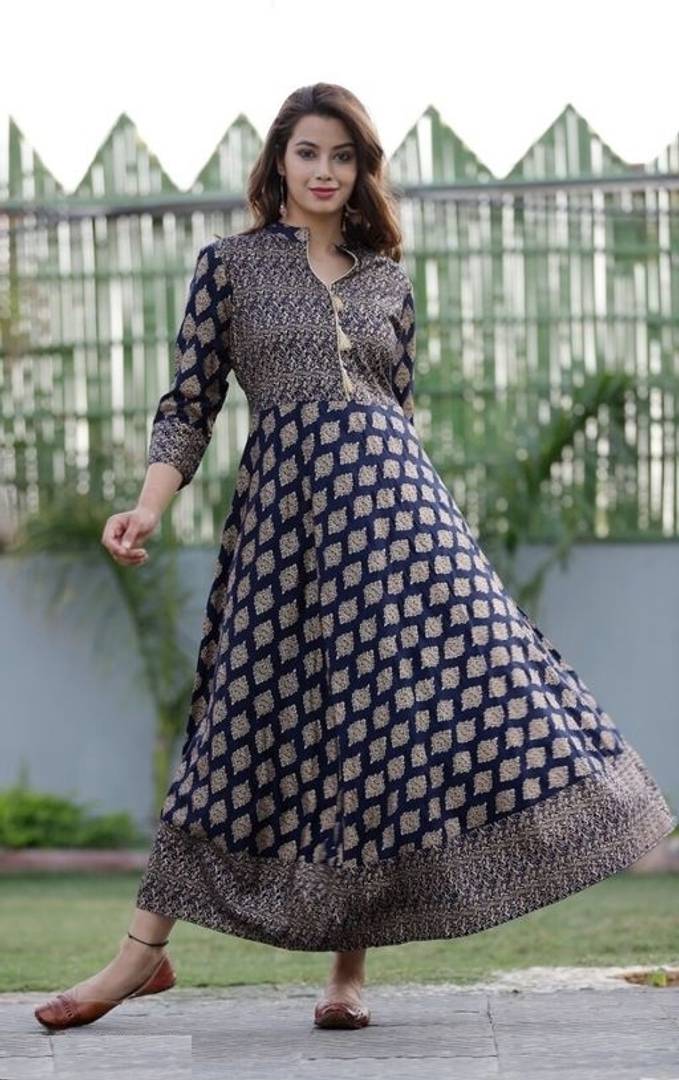 Women's Rayon Printed Anarkali Kurta - SVB Ventures 