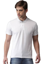 Load image into Gallery viewer, Men&#39;s White Cotton Blend Solid Polos T-Shirt