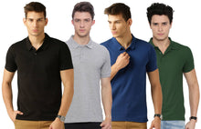 Load image into Gallery viewer, Men&#39;s Multicoloured Cotton Blend Solid Polos T-Shirt (Pack Of 4)