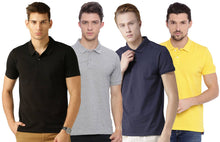 Load image into Gallery viewer, Men&#39;s Multicoloured Cotton Blend Solid Polos T-Shirt (Pack Of 4)