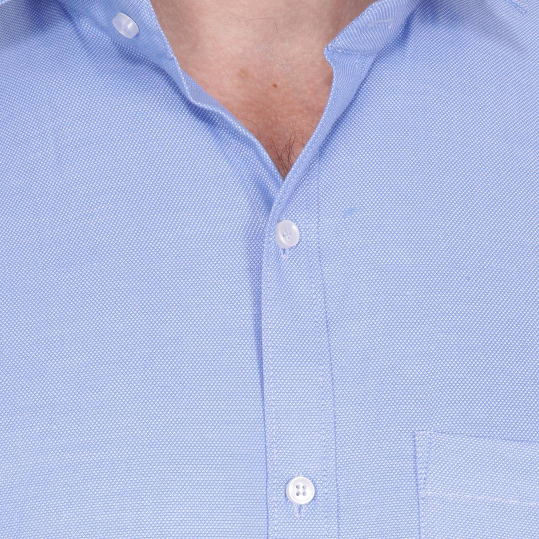 Men's Blue Cotton Long Sleeve Solid Regular Fit Formal Shirt