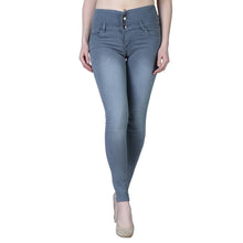 Load image into Gallery viewer, Women&#39;s Trendy Denim Lycra Grey Faded High Waist Jeans