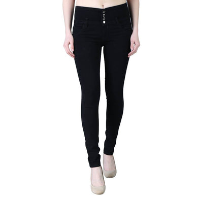 Women's Trendy Denim Lycra Black Solid High Waist Jeans