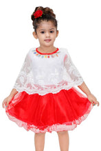 Load image into Gallery viewer, Mojua Girls Midi/Knee Length Party Dress  (Red, Cap Sleeve) - SVB Ventures 