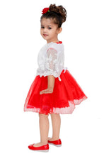 Load image into Gallery viewer, Mojua Girls Midi/Knee Length Party Dress  (Red, Cap Sleeve) - SVB Ventures 