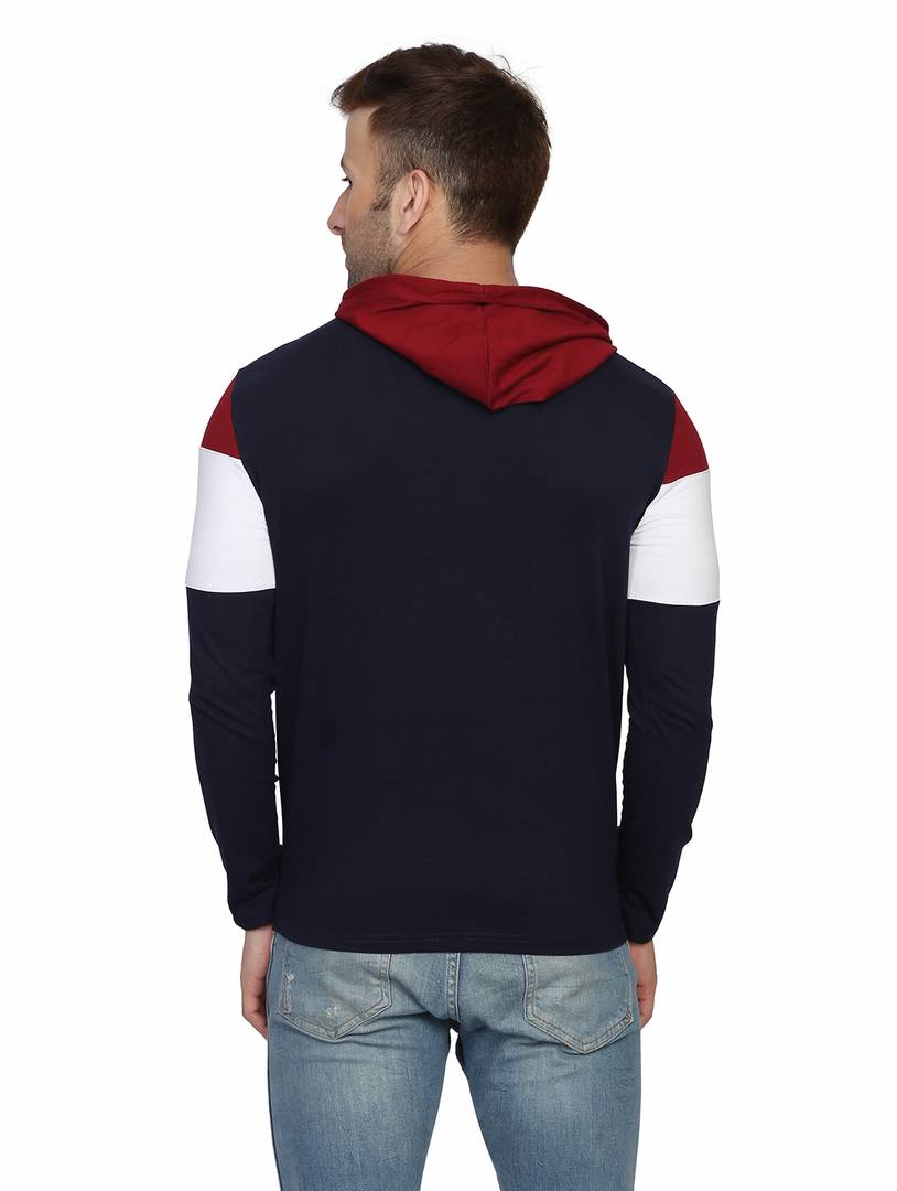 Men's Multicoloured Cotton Colourblocked Hooded Tees