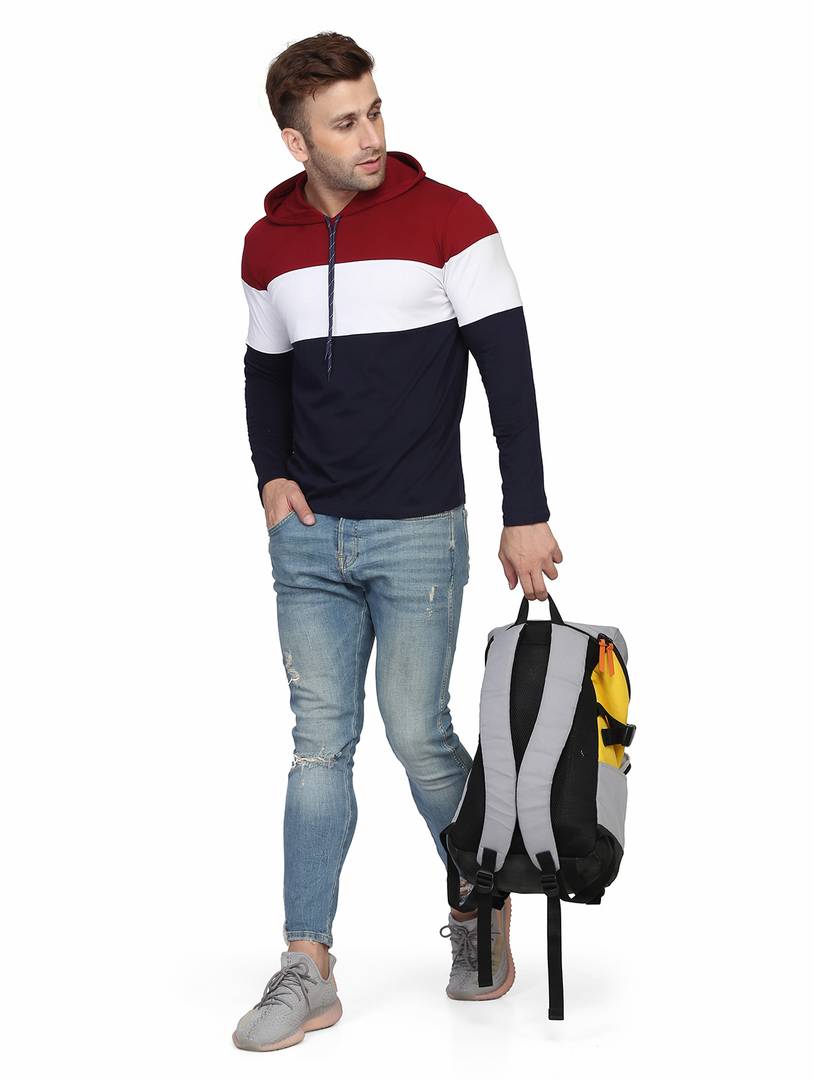 Men's Multicoloured Cotton Colourblocked Hooded Tees