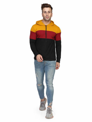 Men's Multicoloured Cotton Colourblocked Hooded Tees