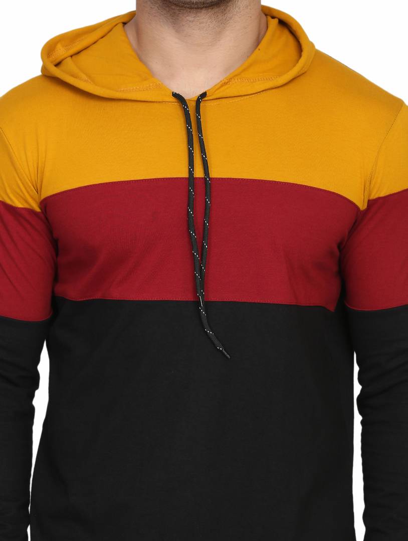 Men's Multicoloured Cotton Colourblocked Hooded Tees