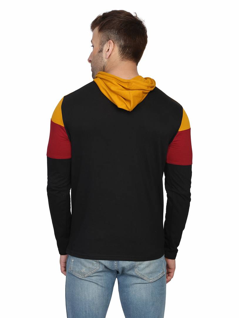 Men's Multicoloured Cotton Colourblocked Hooded Tees