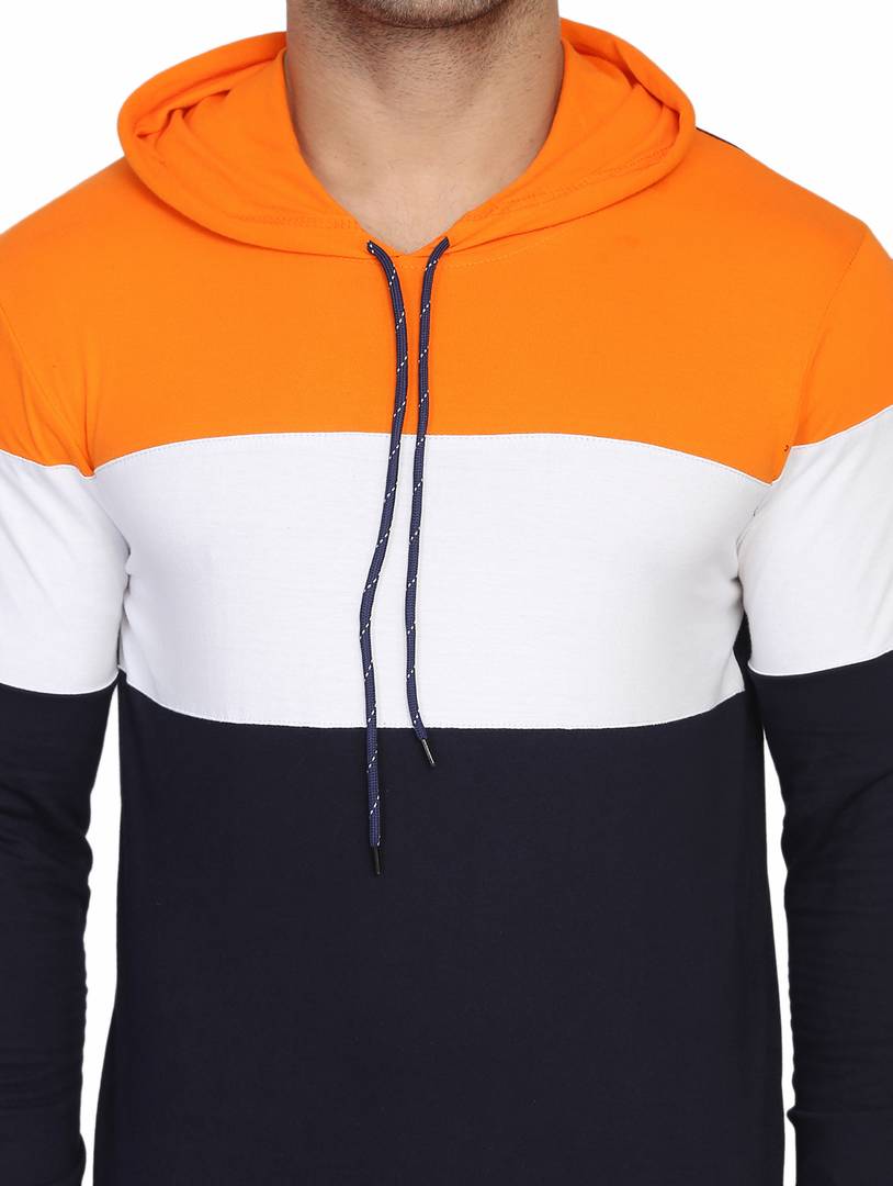 Men's Multicoloured Cotton Colourblocked Hooded Tees