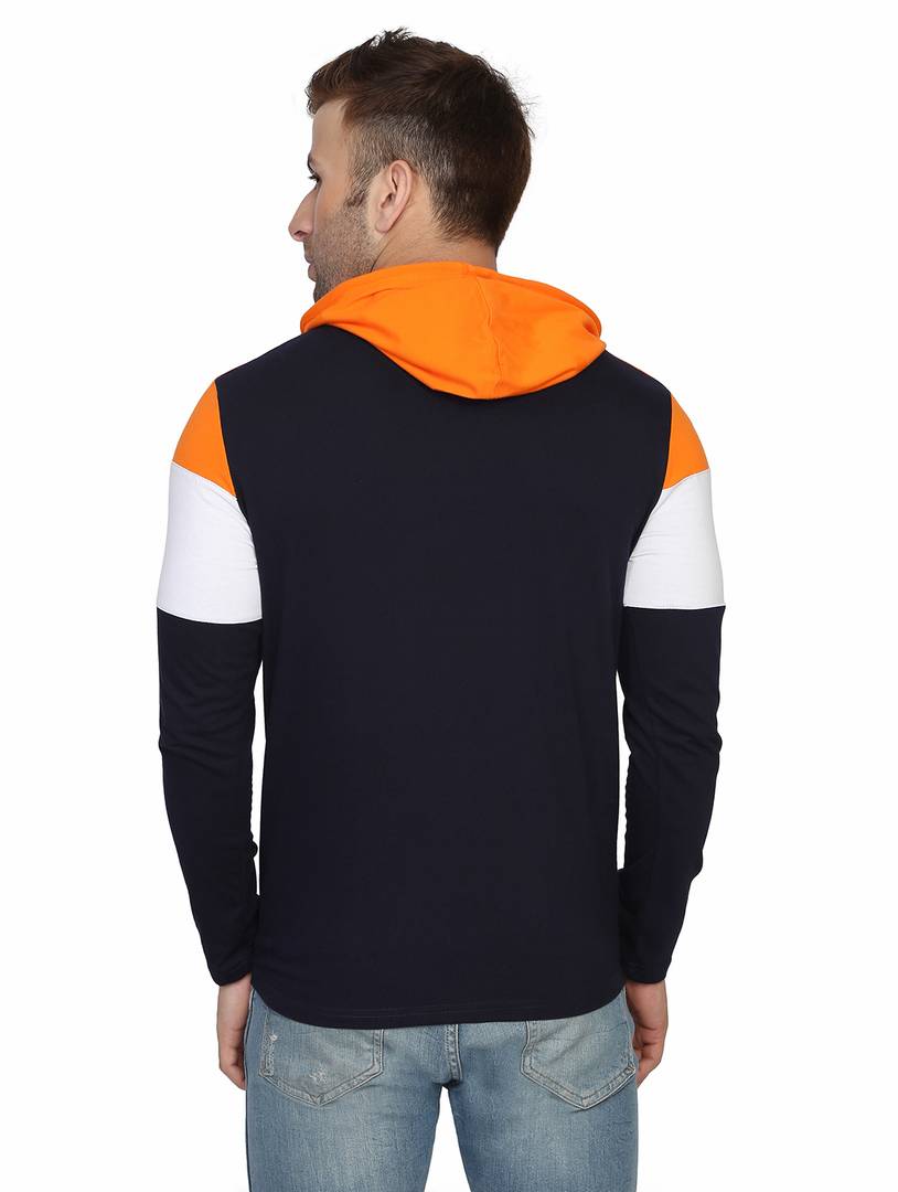 Men's Multicoloured Cotton Colourblocked Hooded Tees