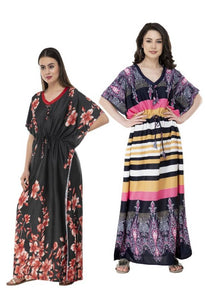 Printed Kaftaan Night Gown Combo 2 - Plus Size
