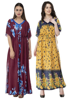 Printed Kaftaan Night Gown Combo 2 - Plus Size