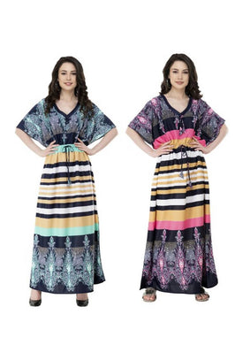 Printed Kaftan Night Gown Combo 2 - Plus Size