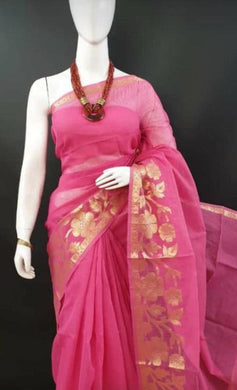 Zari Wave Work Kota Doria Saree With Running Blouse Piece