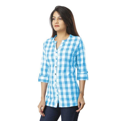 Asmani Women's Checked Cotton Regular Fit Shirt
