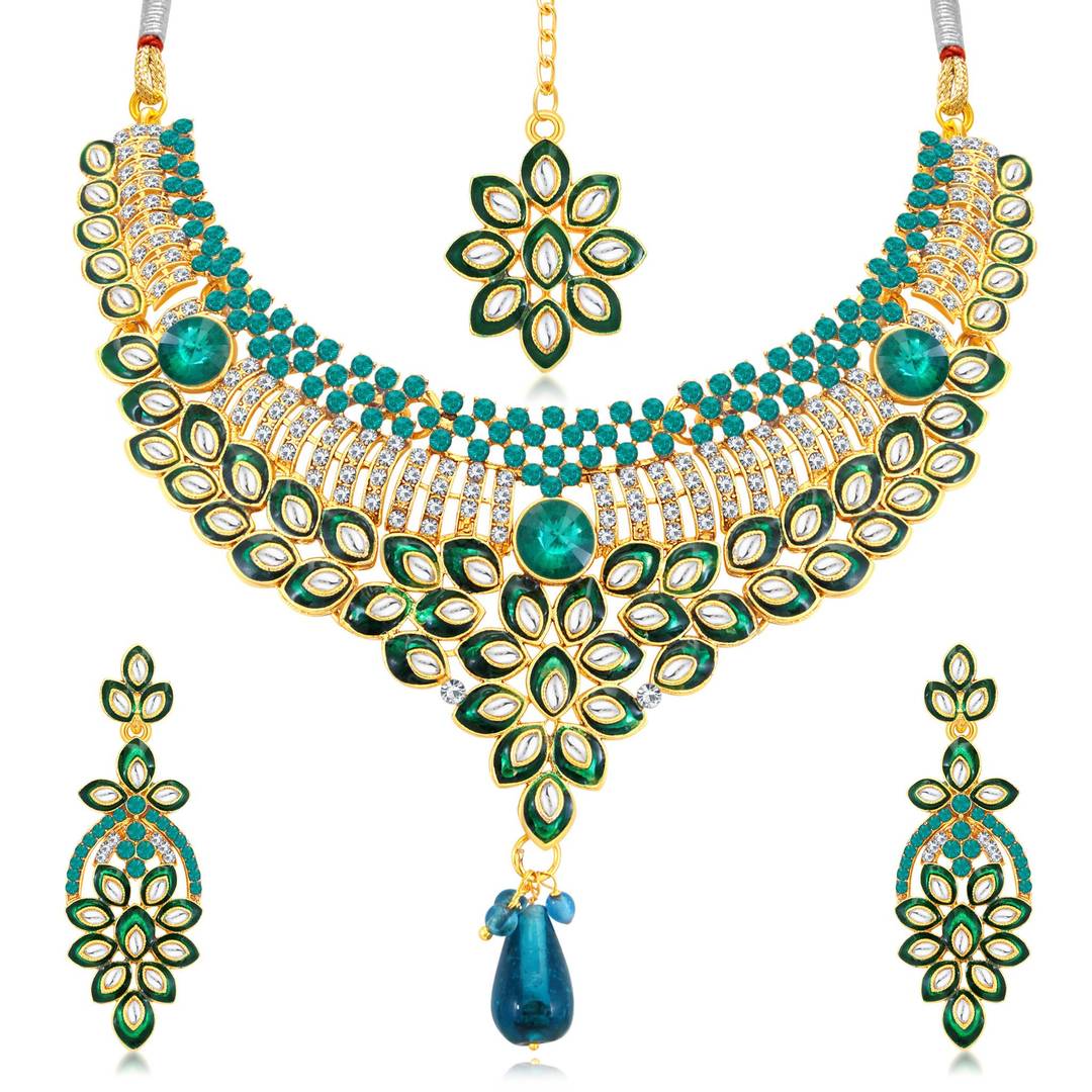 Sukkhi Delightful Gold Plated Ad Collar Necklace Set For Women