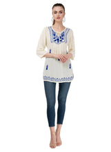 Load image into Gallery viewer, Women&#39;s Rayon Cream Embroidered Top