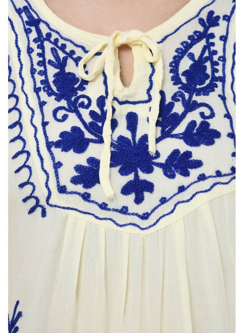 Women's Rayon Cream Embroidered Top