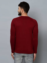 Load image into Gallery viewer, Men&#39;s Maroon Cotton Self Pattern Round Neck Tees - SVB Ventures 