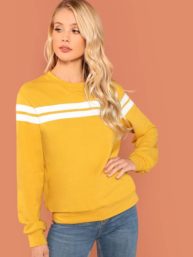 Women's Mustard Striped Tunic Pullover