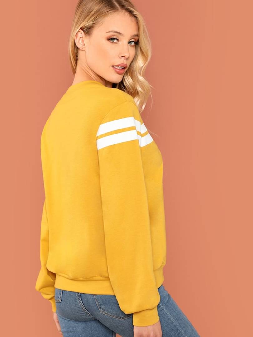 Women's Mustard Striped Tunic Pullover