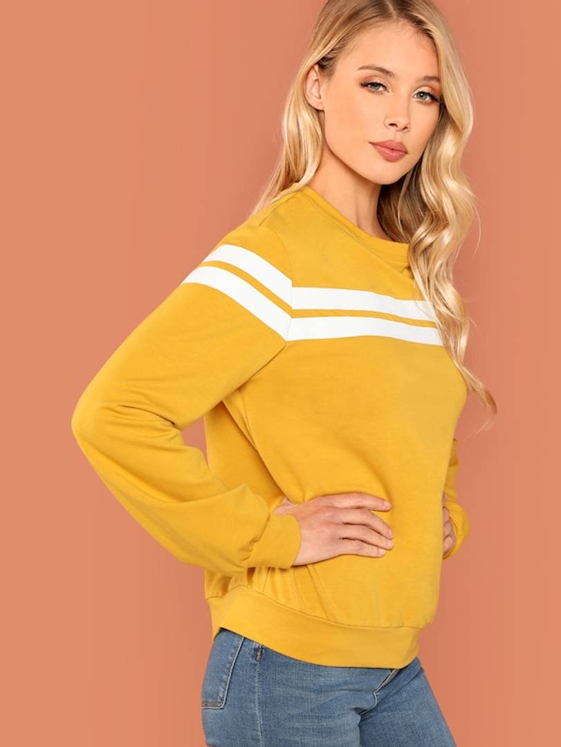 Women's Mustard Striped Tunic Pullover