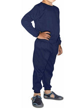 Load image into Gallery viewer, Stylish Navy Blue Solid Cotton Boys Thermal Top Bottom Set