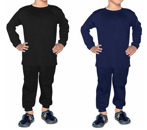 Stylish Solid Cotton Boys Thermal Top Bottom Set(Pack Of 2)