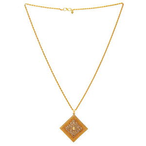 Gold plated Brass Handmade, rich filigree, Cubic Zirconia (CZ) studded Kite shape, Big and Bold stylish, Ethnic Traditional Fashion pendant necklace jewellery Women
