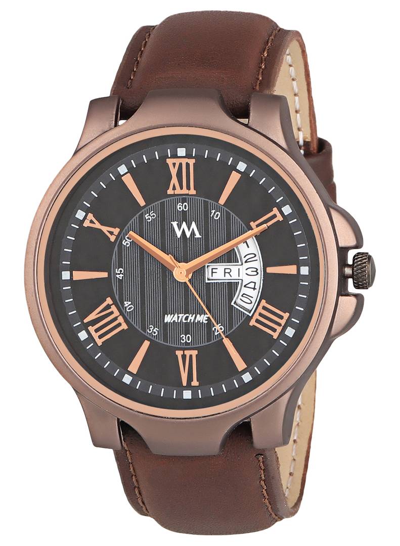 Men's Stylish Black Synthetic Leather Analog Watches