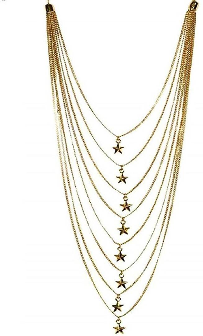 Fancy Oxidized Gold  8 Layer Star Chain Necklace