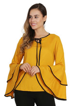 Load image into Gallery viewer, Mustured Piping High Flair Bell Sleeves Top