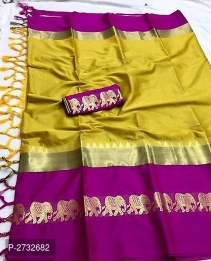 RAINBOW Hathi Fabulous Cotton Silk Saree with blouse piece