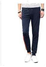Load image into Gallery viewer, Men&#39;s Navy Blue Polyester Blend Self Pattern Slim Fit Joggers