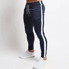 Load image into Gallery viewer, Men&#39;s Navy Blue Polyester Blend Self Pattern Slim Fit Joggers