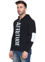 Load image into Gallery viewer, Men&#39;s Black Cotton Printed Hooded Tees