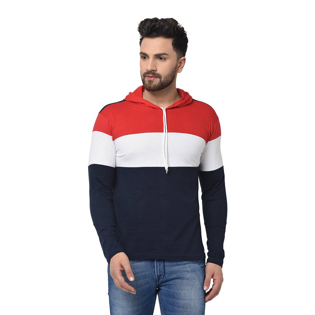 Multicoloured Colourblocked Cotton Hooded T-Shirt - SVB Ventures 