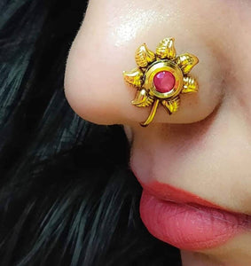 Traditional Gold Plated Nose Ring For Women