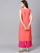 Load image into Gallery viewer, Elegant Pink Printed Crepe Straight Women Kurta Palazzo Set