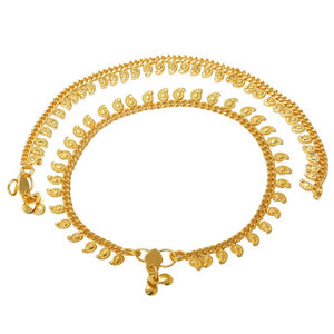 Gold plated Elegant Kairi Mango shape Auspicious Bridal Anklets for Women