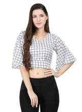 Load image into Gallery viewer, Fashionable White Crepe Checked Top
